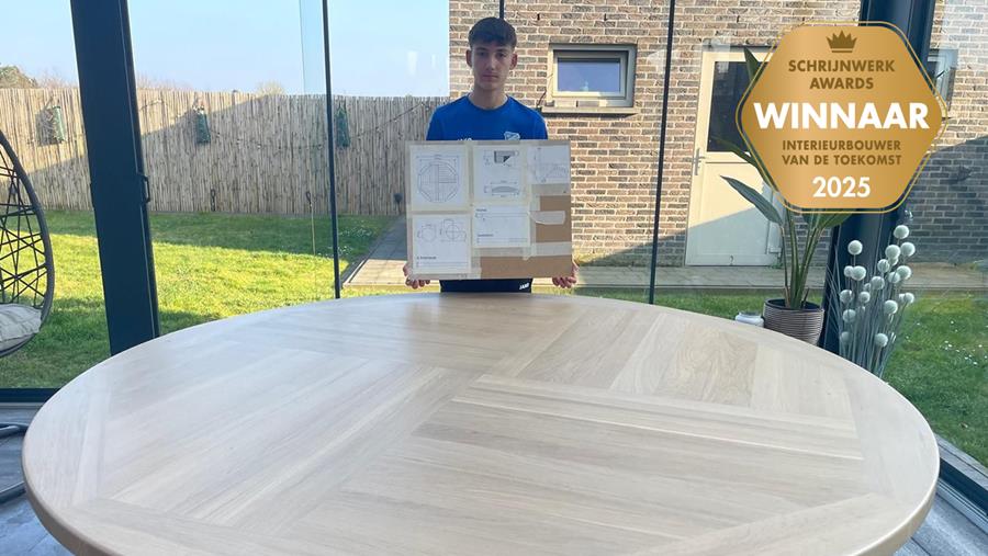 Wintertuin-tafel in gerecupereerd eik